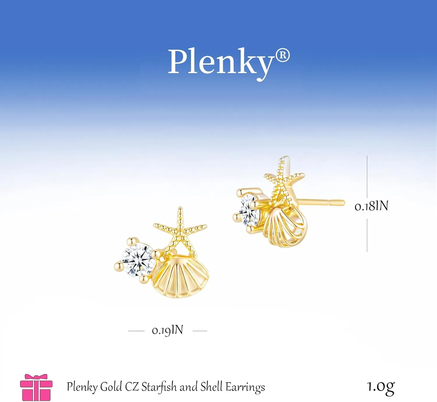Gold Earrings for Women- 14K Gold/Silver Plated Starfish Pearl Gold Sea CZ Shell Pearl Earrings Summer Beach Vacation Outfits for Women Trendy Jewelry Gifts