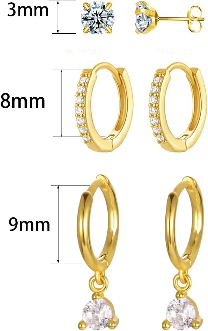 Gold Earrings for Women Trendy 14k Small Gold Hoop Earrings Set Dainty Gold Stud Earrings Huggie Cartilage Earring Women Hypoallergenic Earrings Pack Climbers Earrings Gold Jewelry Gift for Her