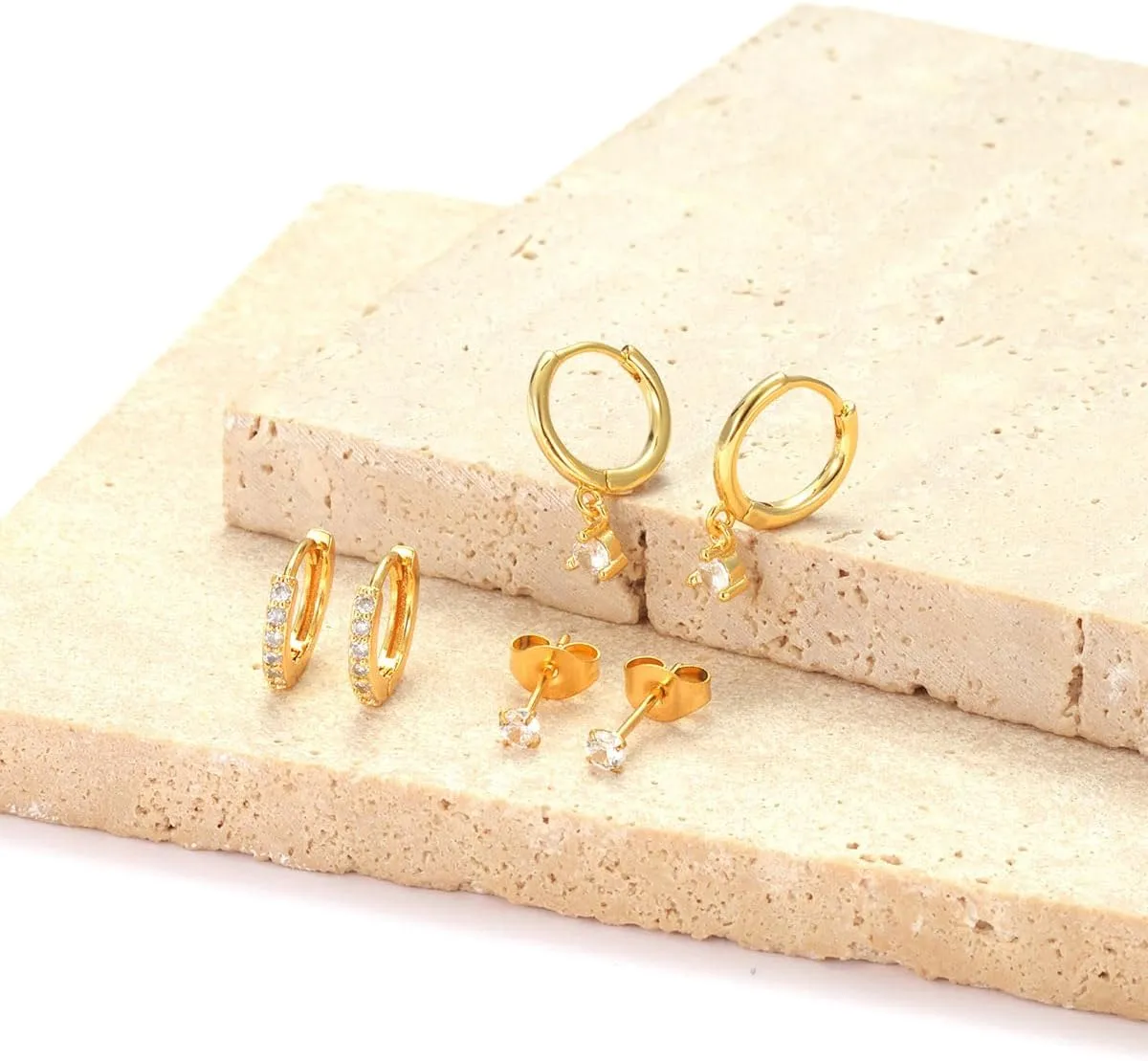 Gold Earrings for Women Trendy 14k Small Gold Hoop Earrings Set Dainty Gold Stud Earrings Huggie Cartilage Earring Women Hypoallergenic Earrings Pack Climbers Earrings Gold Jewelry Gift for Her