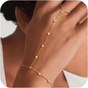 Gold Hand Chain Bracelet for Women, 14K Gold Plated Finger Ring Bracelets for Women Trendy, Dainty Simple Waterproof Bracelet Fashion Jewelry for Women