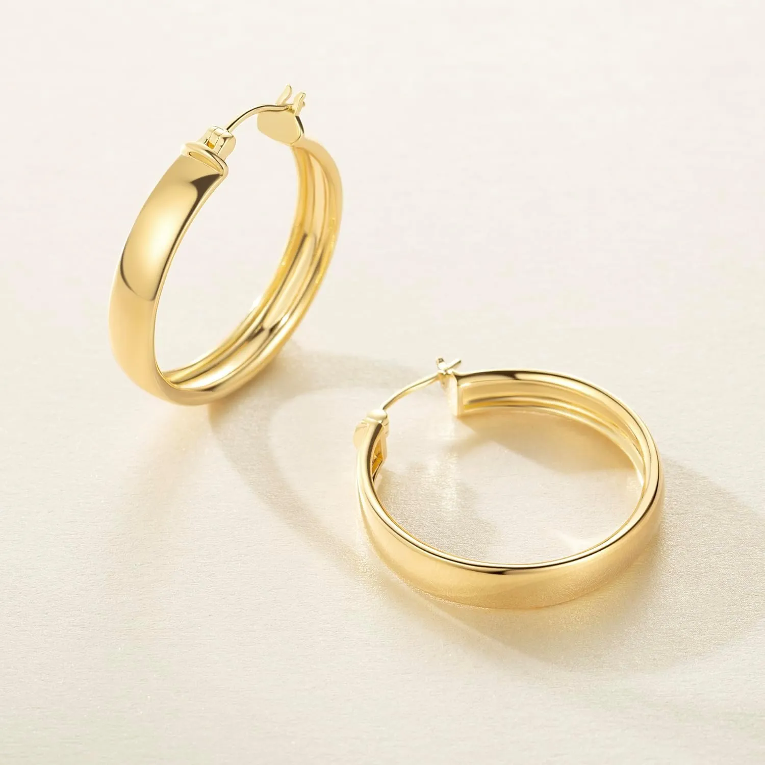 Gold Hoop Earrings for Women 14K Gold Hoop Earrings for Women Large Minimalist Womens Earring Hoops 25 MM / 30 MM