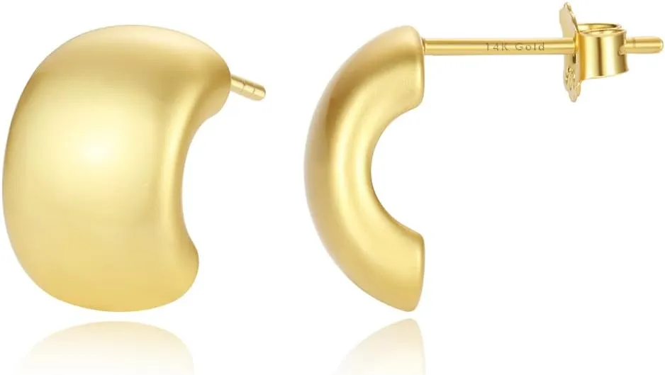 Gold Hoop Earrings for Women 14K Gold Plated Huggie Earrings Small Chunky Open Hoops