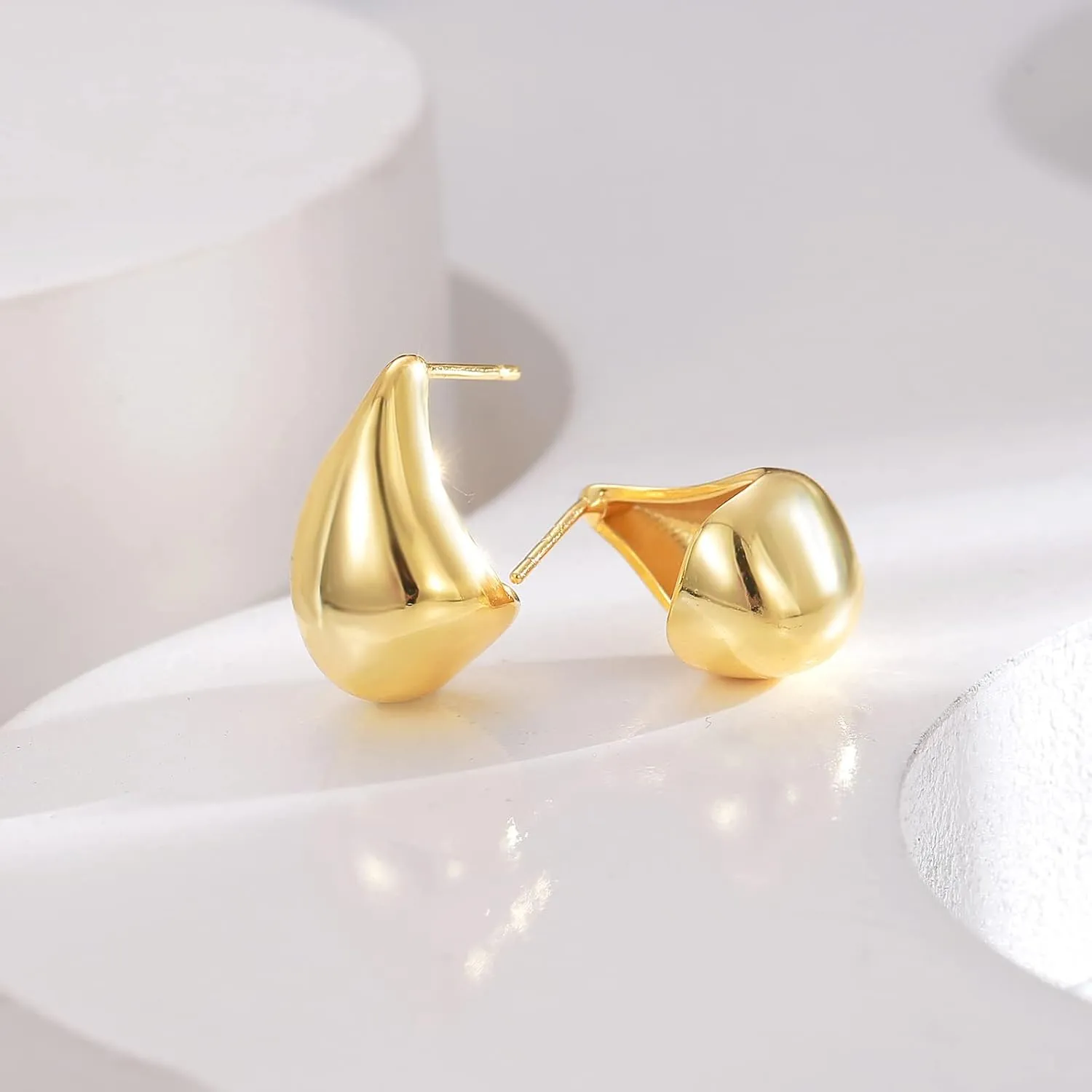 Gold Hoop Earrings for Women, Chunky Gold Hoop Earrings for Sensitive Ears Hypoallergenic