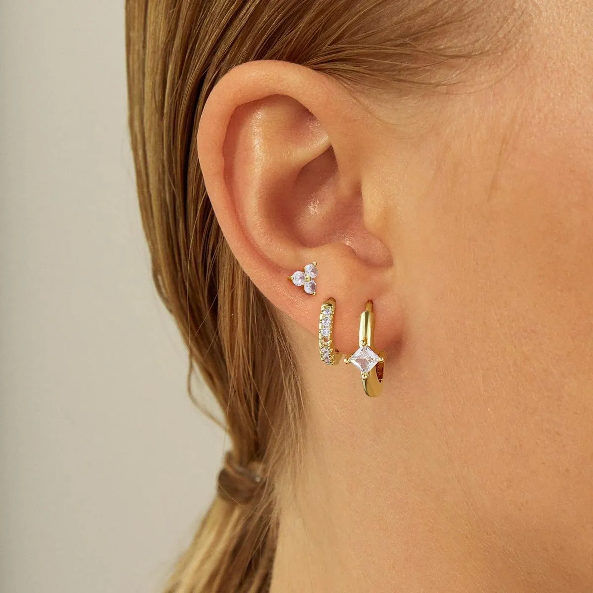 Gold Hoop Earrings Set for Women Trendy, Hypoallergenic 14K Gold Plated Stack Earring Small Diamond Lightweight Mini Dangle Earrings Jewelry Gifts
