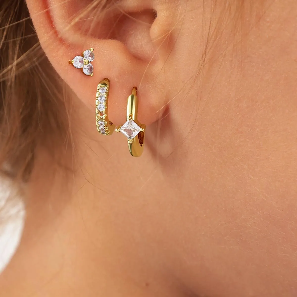 Gold Hoop Earrings Set for Women Trendy, Hypoallergenic 14K Gold Plated Stack Earring Small Diamond Lightweight Mini Dangle Earrings Jewelry Gifts