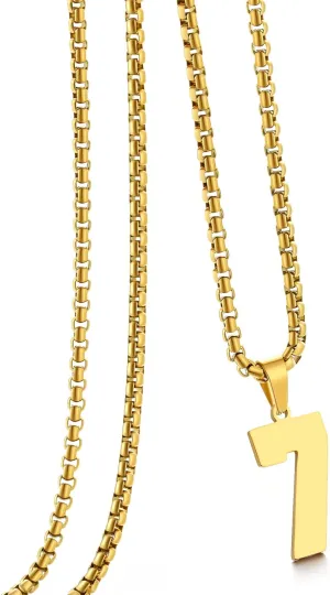 Gold Number Necklace for Men,Stainless Steel Athletes Number Chain Charm Pendant Personalized Sports Jewelry for Boy Basketball Baseball Football Ice Hockey