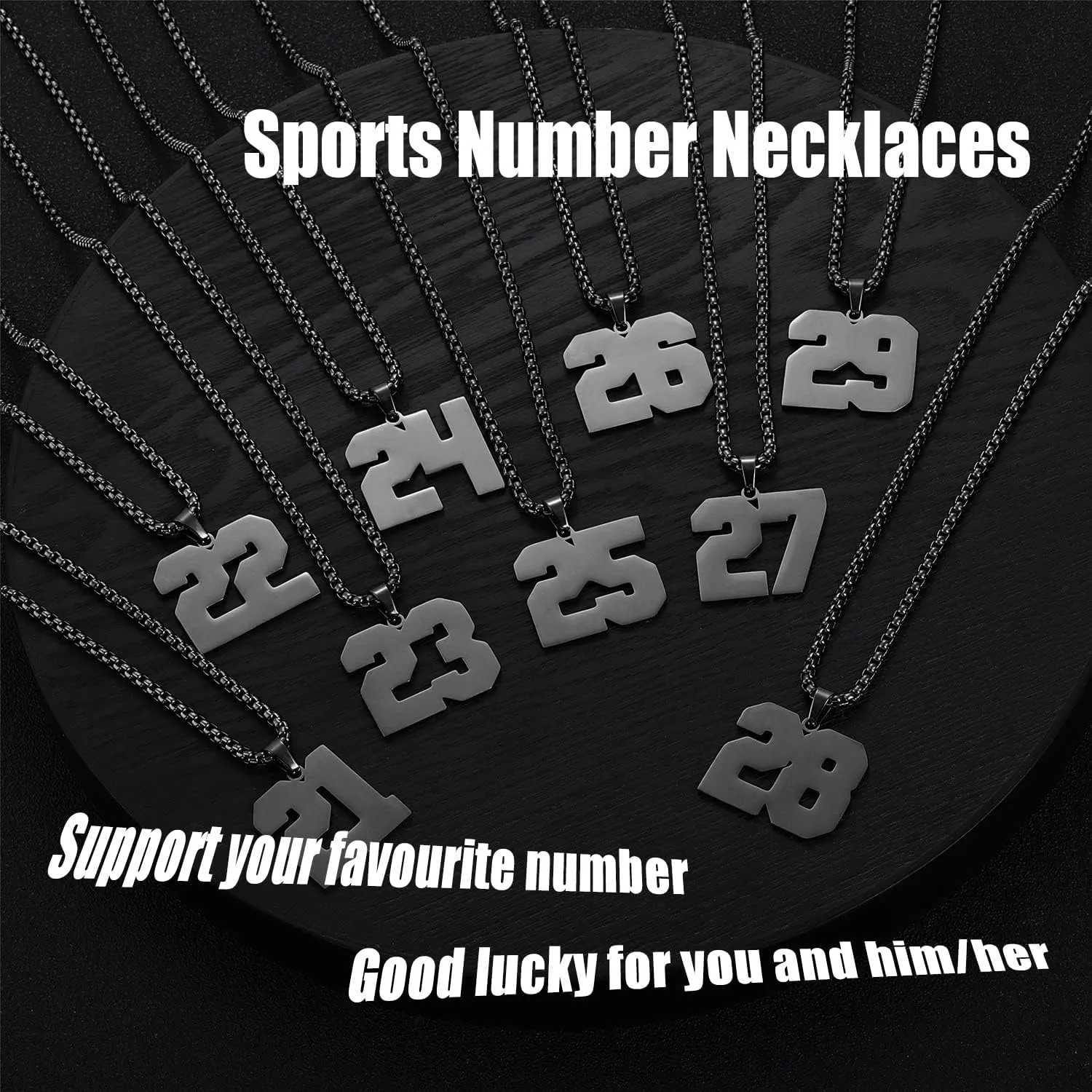 Gold Number Necklace for Men,Stainless Steel Athletes Number Chain Charm Pendant Personalized Sports Jewelry for Boy Basketball Baseball Football Ice Hockey