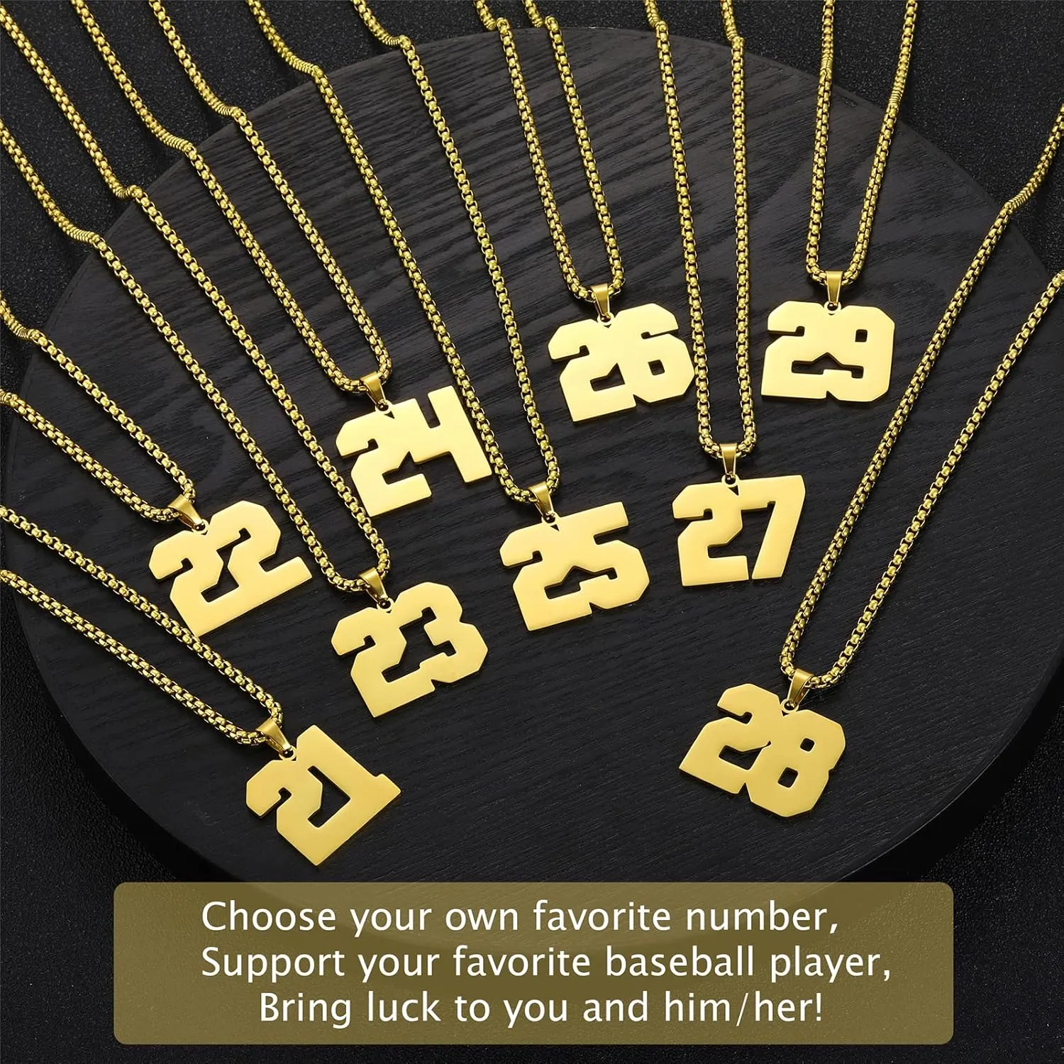 Gold Number Necklace for Men,Stainless Steel Athletes Number Chain Charm Pendant Personalized Sports Jewelry for Boy Basketball Baseball Football Ice Hockey