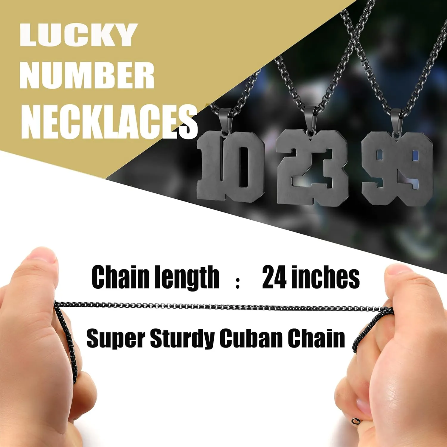 Gold Number Necklace for Men,Stainless Steel Athletes Number Chain Charm Pendant Personalized Sports Jewelry for Boy Basketball Baseball Football Ice Hockey