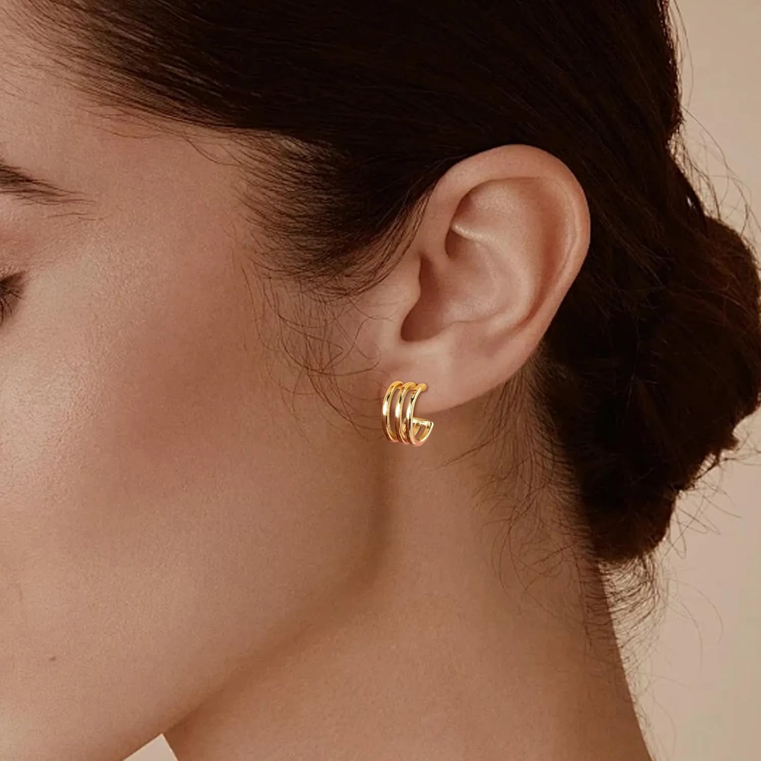 Gold Plated Open Hoop Stud Earrings Minimalist Huggie Wrap Earring Silver Stud for Women
