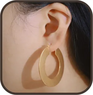 Gold PVD Coating Matte Hoop Earrings, Matte Hoops, Flat Hoops, 18K Gold Plated Stainless Steel Earrings, Hoop Earrings