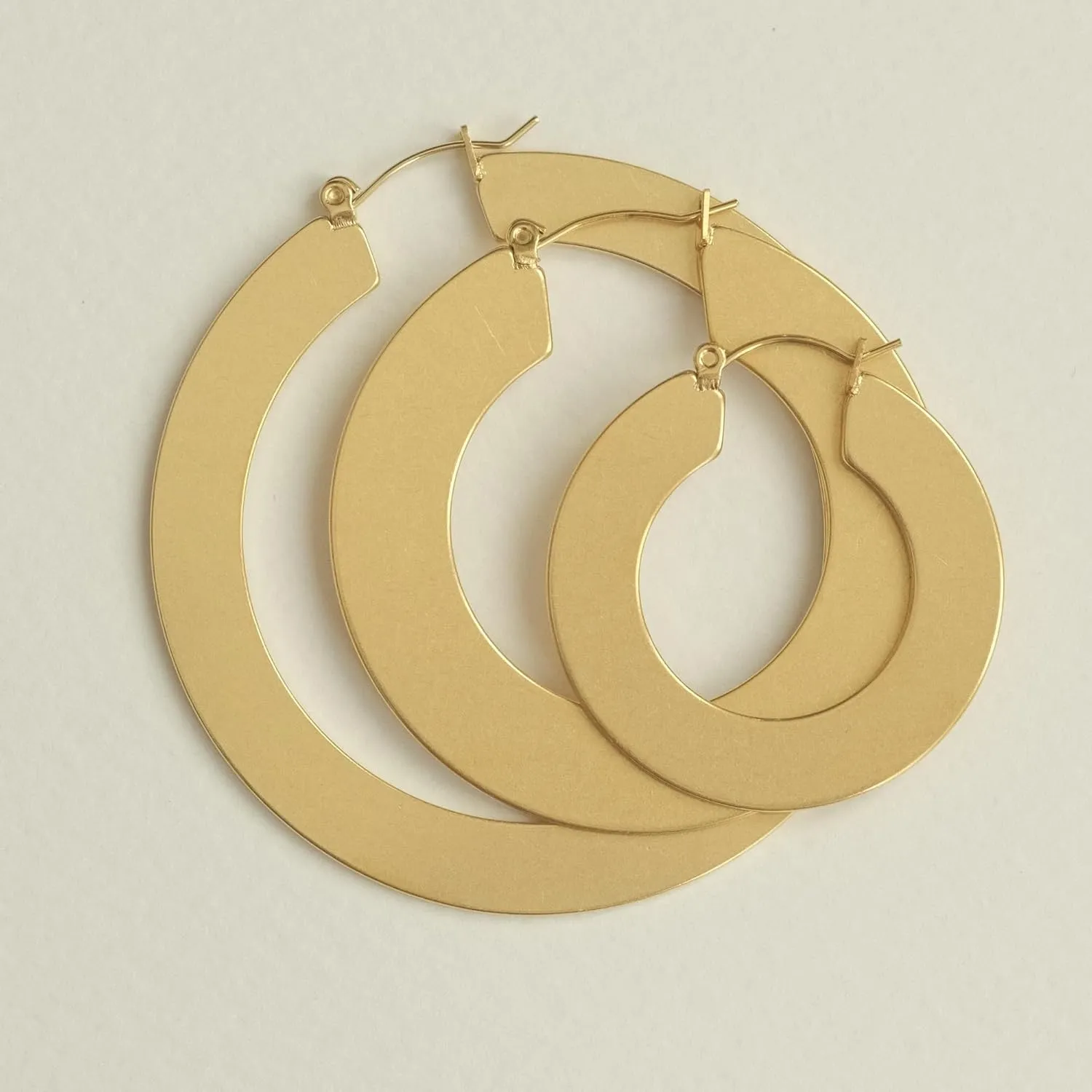 Gold PVD Coating Matte Hoop Earrings, Matte Hoops, Flat Hoops, 18K Gold Plated Stainless Steel Earrings, Hoop Earrings