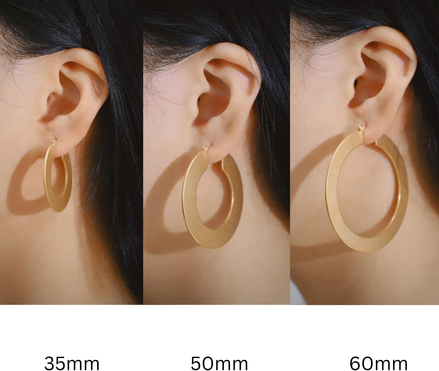 Gold PVD Coating Matte Hoop Earrings, Matte Hoops, Flat Hoops, 18K Gold Plated Stainless Steel Earrings, Hoop Earrings