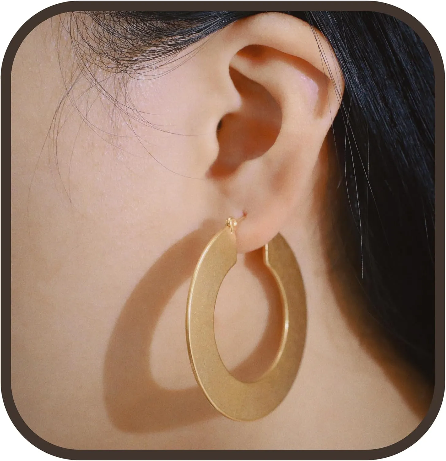 Gold PVD Coating Matte Hoop Earrings, Matte Hoops, Flat Hoops, 18K Gold Plated Stainless Steel Earrings, Hoop Earrings