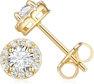 Gold Stud Earrings for Women 14K Gold Earrings Lightweight Stud Womens Earring Hypoallergenic Classic Small Studs Earring for Women 6.5mm