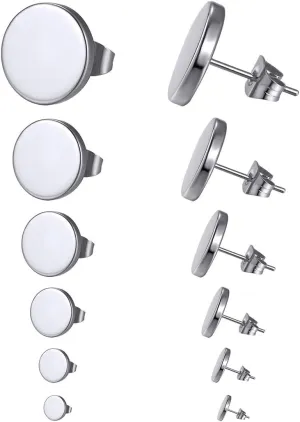 GoldChic Jewelry Earrings Sets for Men, Womens Stainless Steel Earrings Pack 3-12Pairs, Classic Design Bar/Hexagon/Geometric/Round Stud Earring Punk Ear Piercing Studs