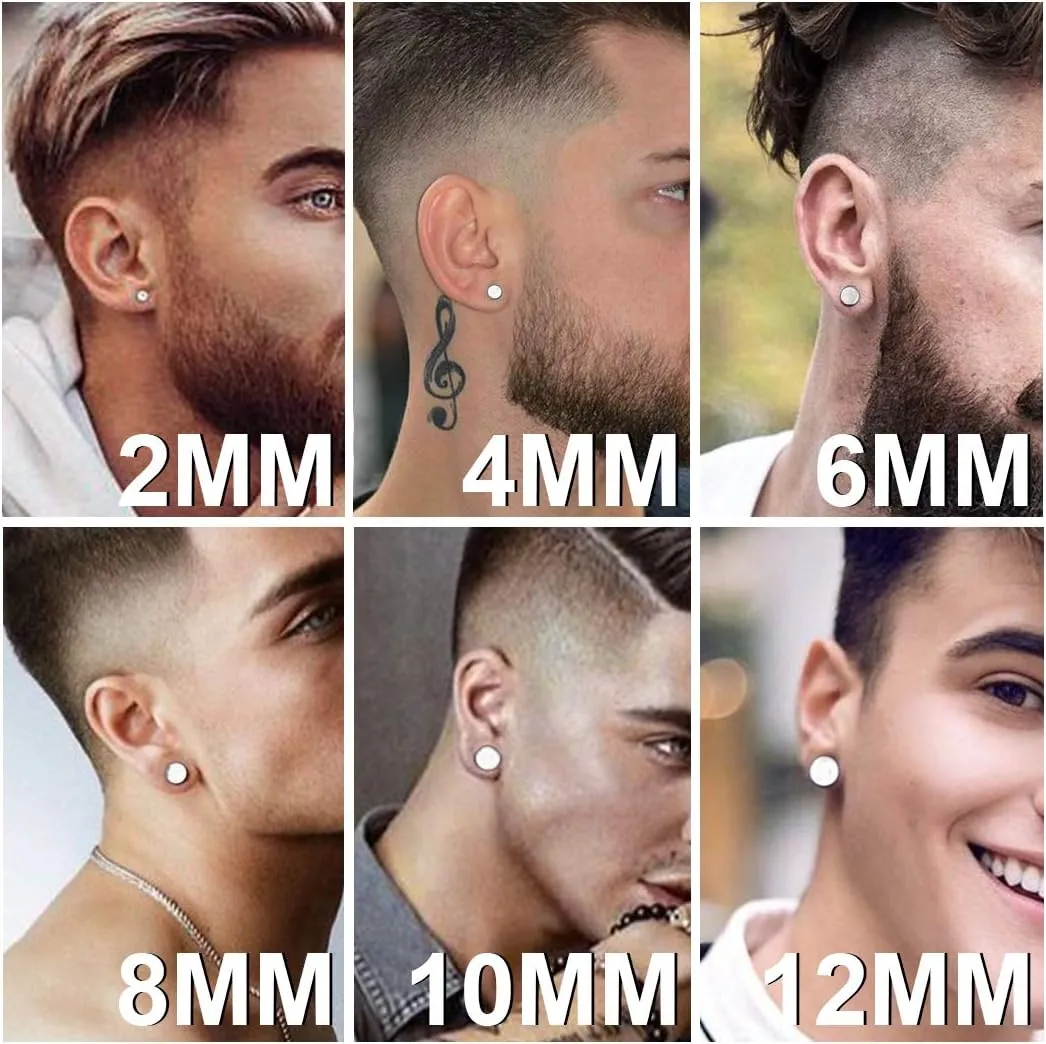 GoldChic Jewelry Earrings Sets for Men, Womens Stainless Steel Earrings Pack 3-12Pairs, Classic Design Bar/Hexagon/Geometric/Round Stud Earring Punk Ear Piercing Studs