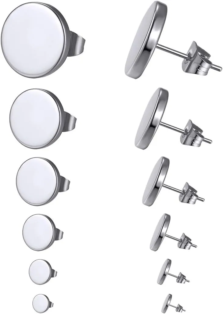 GoldChic Jewelry Earrings Sets for Men, Womens Stainless Steel Earrings Pack 3-12Pairs, Classic Design Bar/Hexagon/Geometric/Round Stud Earring Punk Ear Piercing Studs