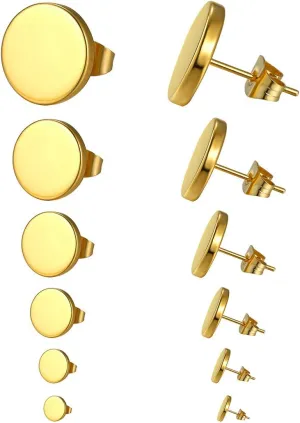 GoldChic Jewelry Earrings Sets for Men, Womens Stainless Steel Earrings Pack 3-12Pairs, Classic Design Bar/Hexagon/Geometric/Round Stud Earring Punk Ear Piercing Studs