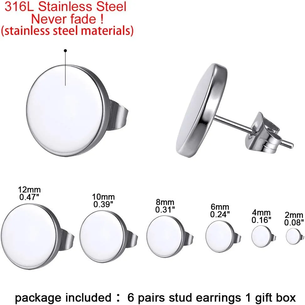 GoldChic Jewelry Earrings Sets for Men, Womens Stainless Steel Earrings Pack 3-12Pairs, Classic Design Bar/Hexagon/Geometric/Round Stud Earring Punk Ear Piercing Studs
