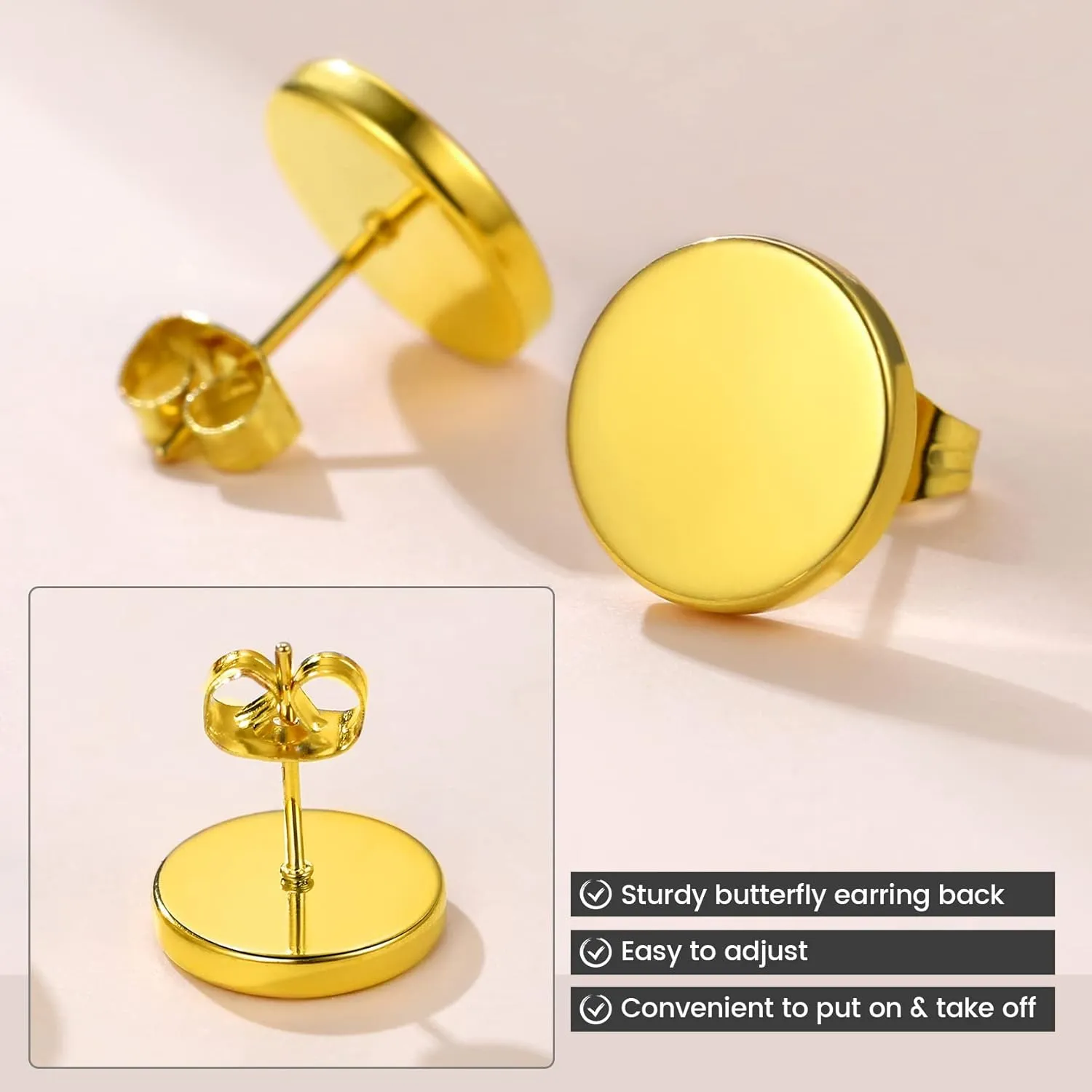 GoldChic Jewelry Earrings Sets for Men, Womens Stainless Steel Earrings Pack 3-12Pairs, Classic Design Bar/Hexagon/Geometric/Round Stud Earring Punk Ear Piercing Studs