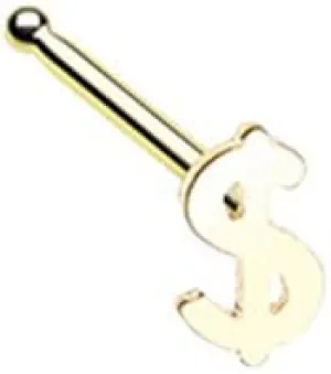 Golden Dollar Money Sign Nose Stud Ring