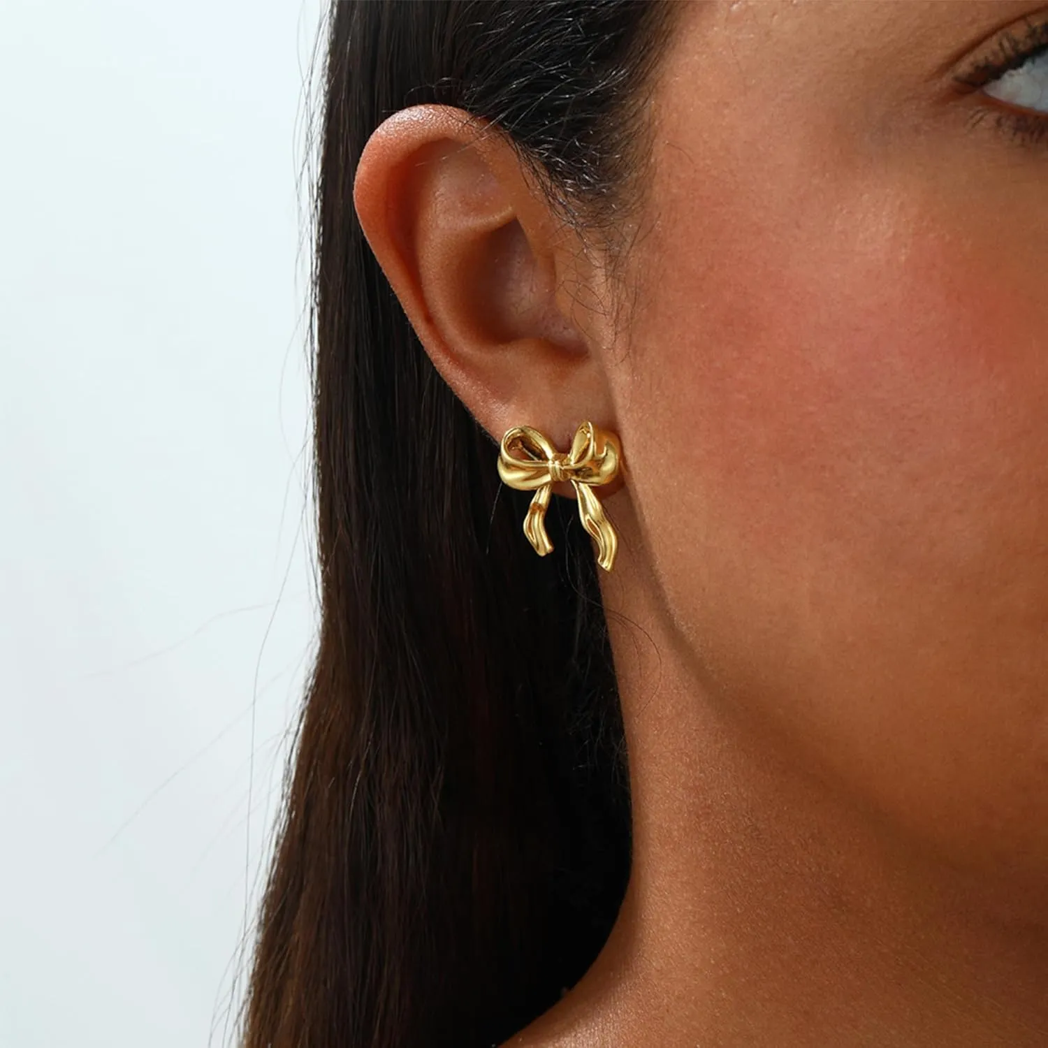 Gold/Silver Bow Earrings for Women Trendy French Elegant Ribbon Gold Earrings for Women Bow Jewelry Wedding Party Gift for Her