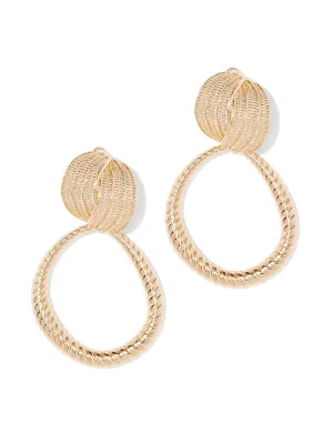 Goldtone Open Oval Drop Earring