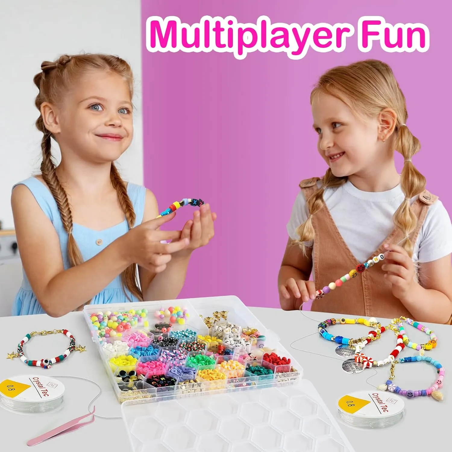 Goody King 3600 pcs Clay Beads Bracelet Making Kit for Beginner Heishi Beads Letter Beads 30 Color  with Charms Kit for Jewelry Making Clay Beads DIY Arts and Crafts Gifts Toys for Kids Age 6-12