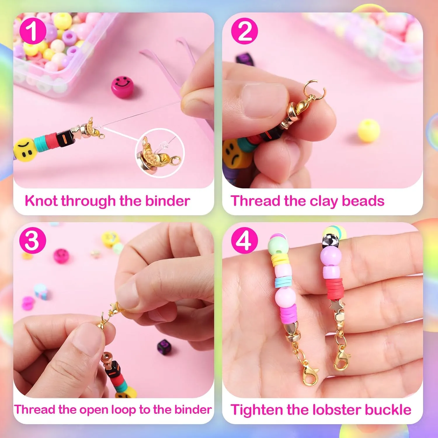Goody King 3600 pcs Clay Beads Bracelet Making Kit for Beginner Heishi Beads Letter Beads 30 Color  with Charms Kit for Jewelry Making Clay Beads DIY Arts and Crafts Gifts Toys for Kids Age 6-12