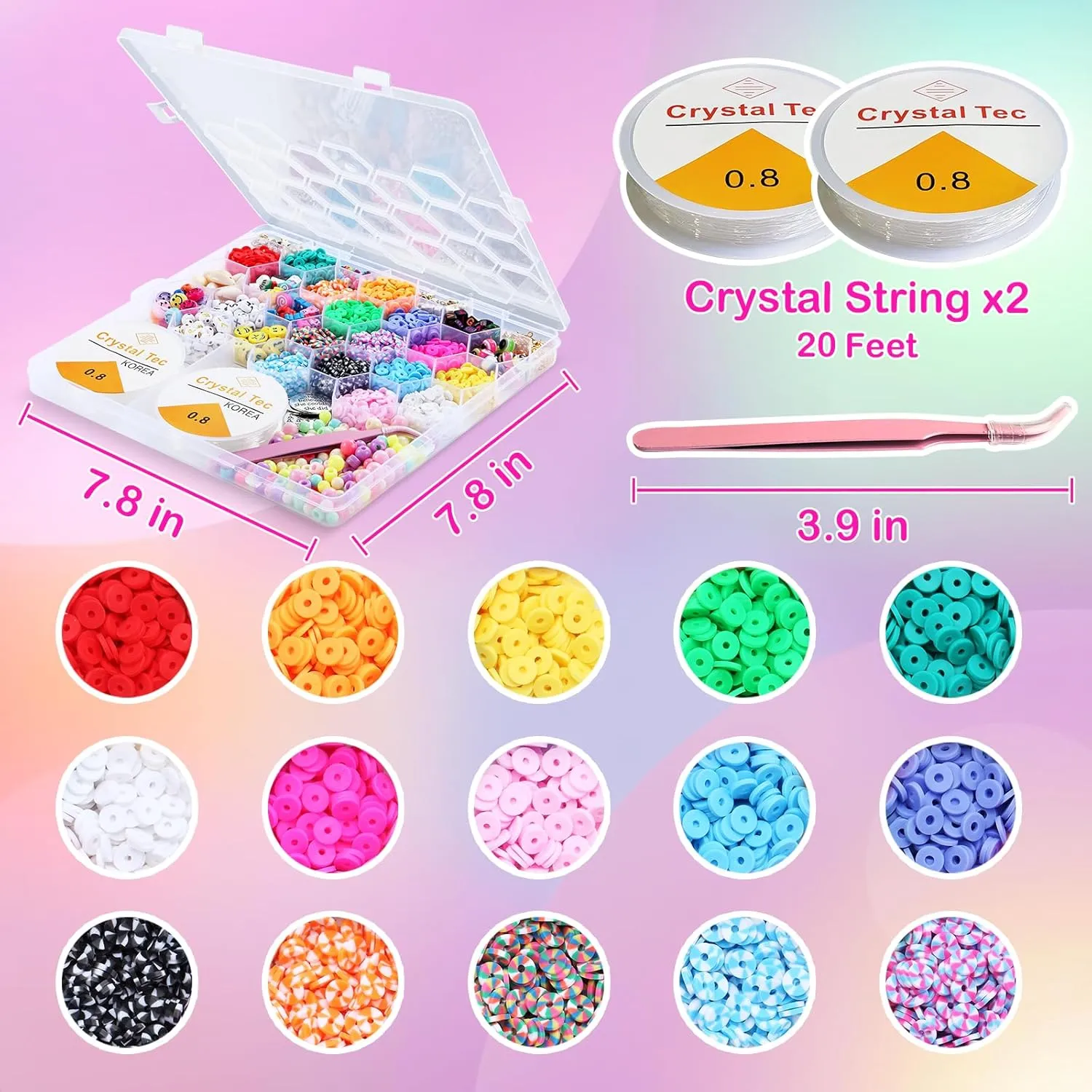 Goody King 3600 pcs Clay Beads Bracelet Making Kit for Beginner Heishi Beads Letter Beads 30 Color  with Charms Kit for Jewelry Making Clay Beads DIY Arts and Crafts Gifts Toys for Kids Age 6-12