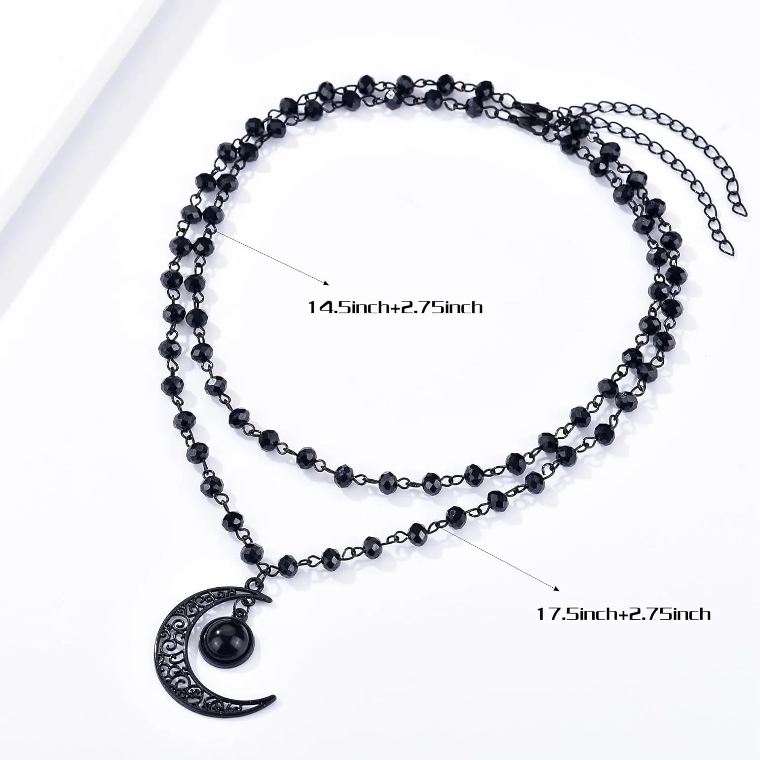 Gothic Moon Necklace Black Moon Pendant Layered Moon Choker Halloween Moon Jewelry for Women
