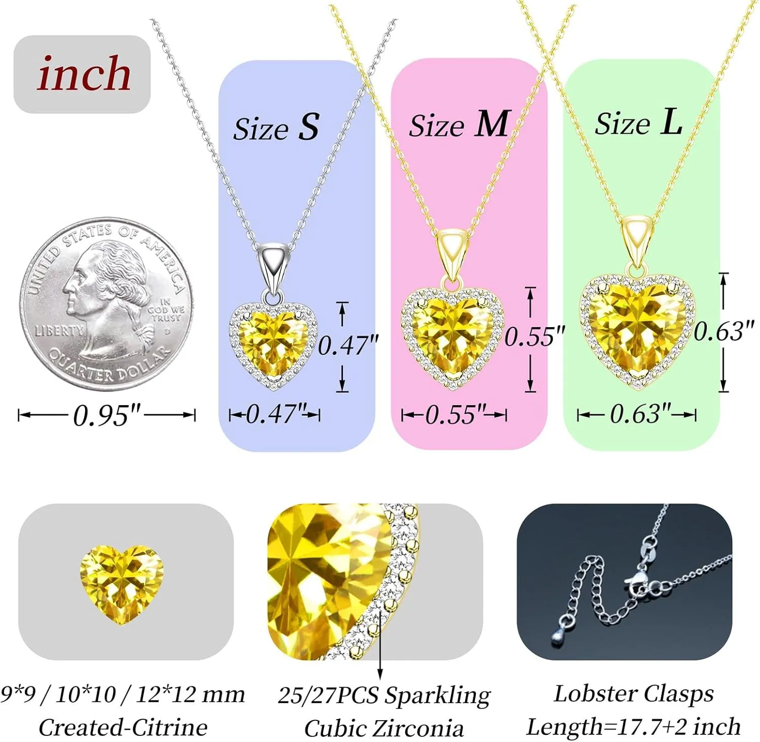 GZWHD Love Heart Pendant Necklaces for Women Girls Cubic Zirconia Birthstone Gift Valentine's Day/Mother's Day/Christmas/Anniversary/Birthday Gift for Mother/Wife/Friend/Daughter/Lover Wedding/Prom/Party Necklace Pendant