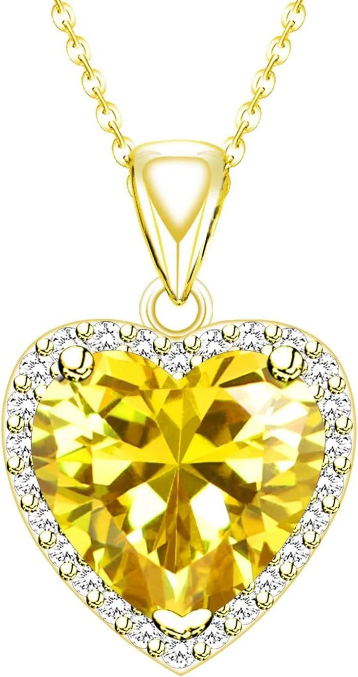 GZWHD Love Heart Pendant Necklaces for Women Girls Cubic Zirconia Birthstone Gift Valentine's Day/Mother's Day/Christmas/Anniversary/Birthday Gift for Mother/Wife/Friend/Daughter/Lover Wedding/Prom/Party Necklace Pendant