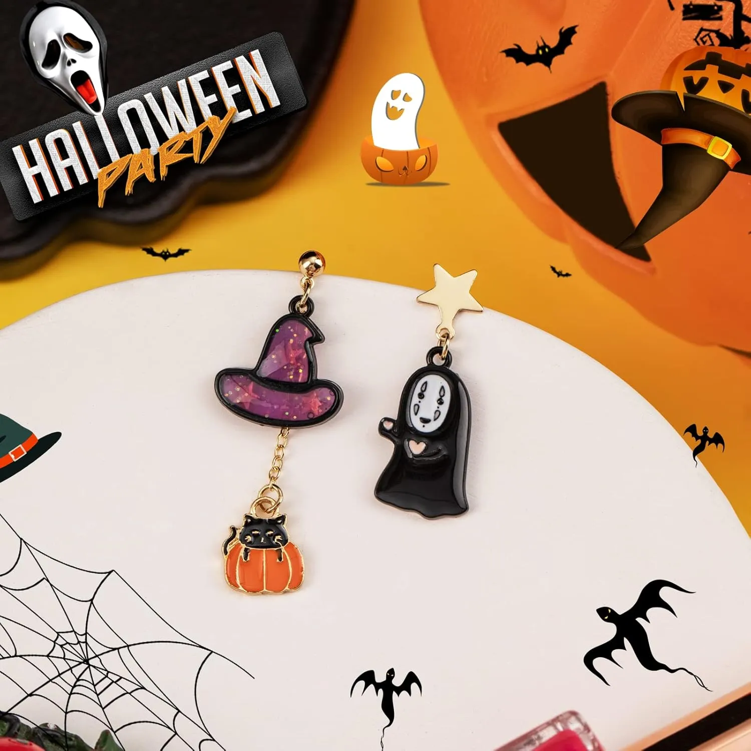 Halloween Spooky Dangle Earrings - Cute Fun Drop Earrings Lightweight for Woman Teen Girls, Halloween Costume Jewelry
