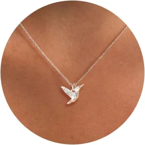 HANLI Silver Necklaces for Women - 14K White Gold Plated Collection | Featuring Beads, Infinity, Star of David, Circle, and Hummingbird Pendants