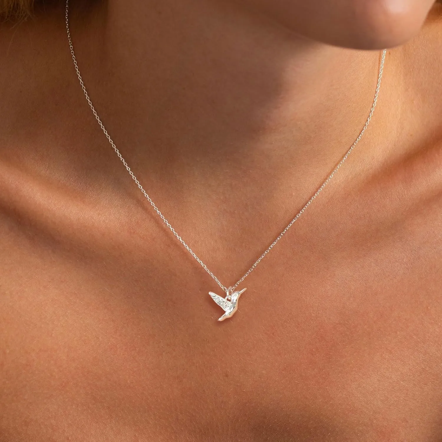 HANLI Silver Necklaces for Women - 14K White Gold Plated Collection | Featuring Beads, Infinity, Star of David, Circle, and Hummingbird Pendants