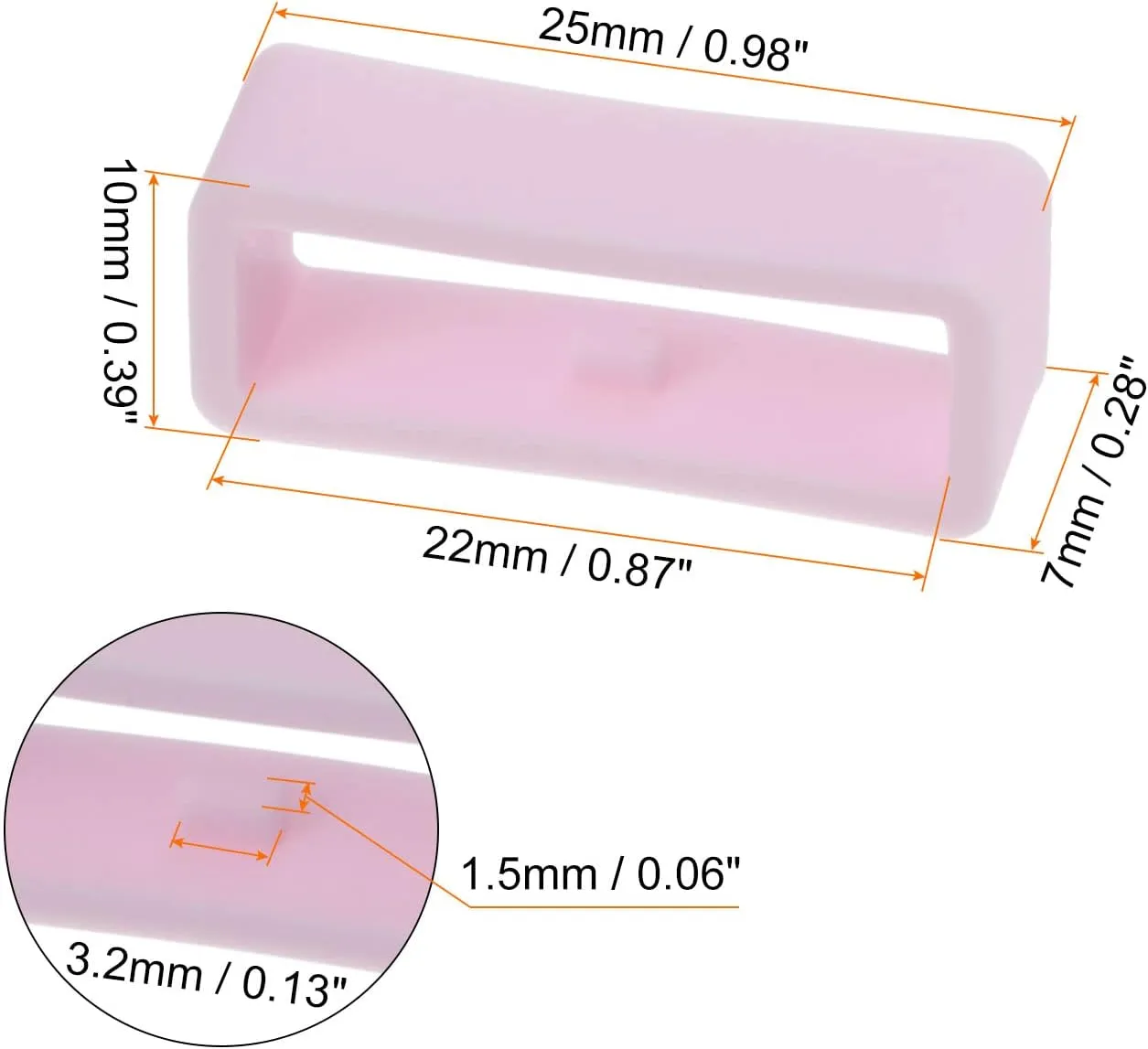 HARFINGTON 6pcs Watch Strap Loop Fastener Rings 22mm, Light Pink
