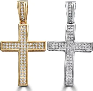 HarlemBling Solid 925 Sterling Silver Iced Cross Pendant - Small 1" Iced Moissanite Pendant - 0.8ct D VVS Moissanite - Passes Diamond Tester - Mens Or Ladies