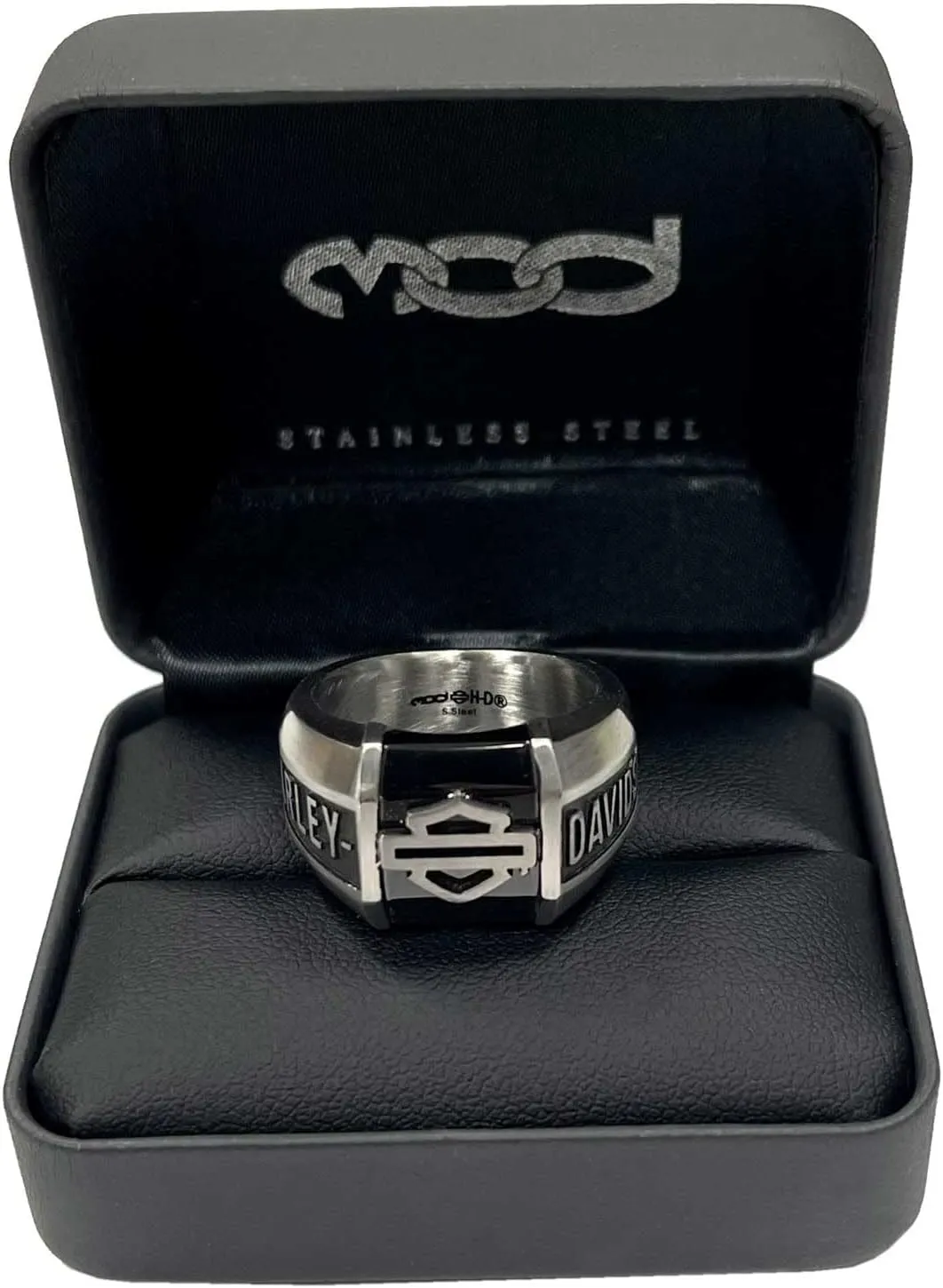 Harley-Davidson Men's Outline B&S Collegiate Style Ring - Stainless Steel