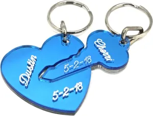 Heart and Key Couple Keychain Personalized Custom Name Free Engraved Key To My Heart Key Chain Any Name Personalized Key Ring