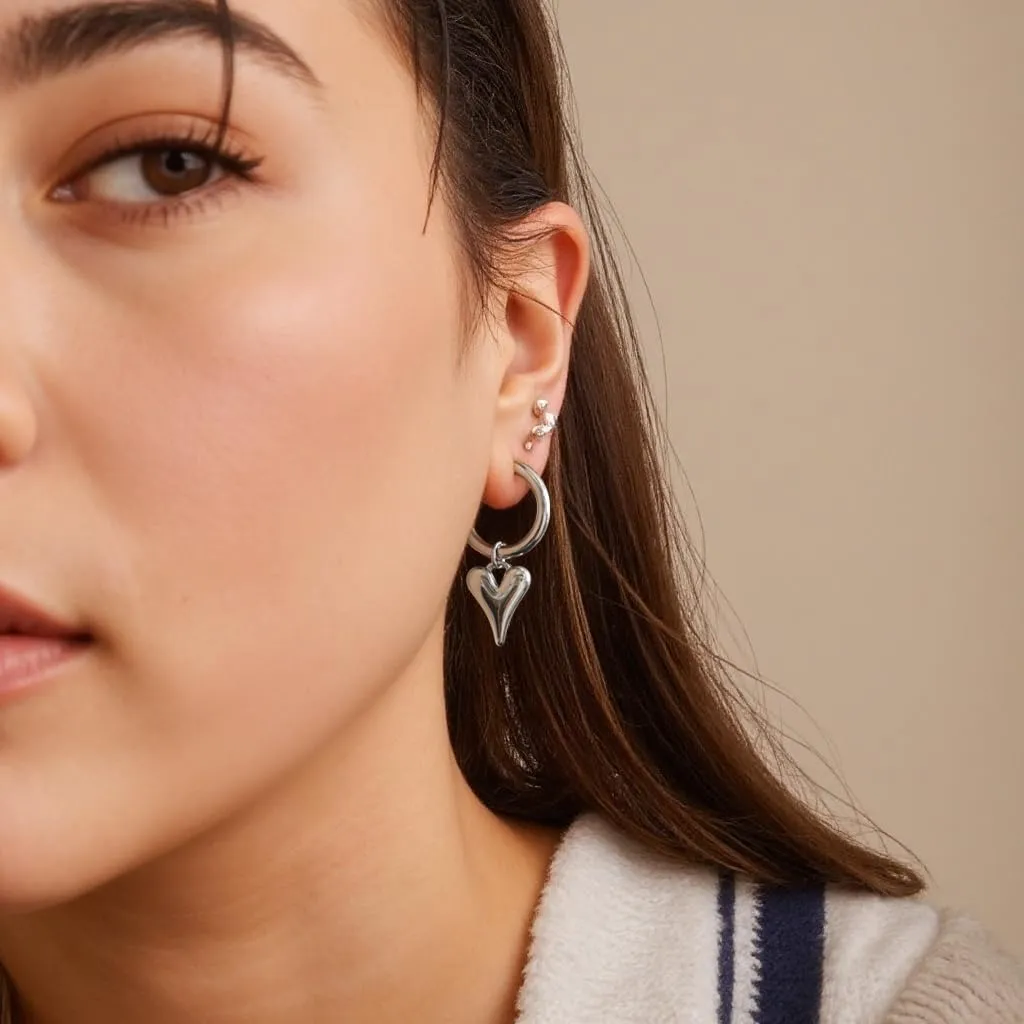 Heart Dangle Earrings 14K Gold Plated Lightweight Heart Drop Earring Dangling Hoop Earrings for Women Fashion Trendy Jewelry
