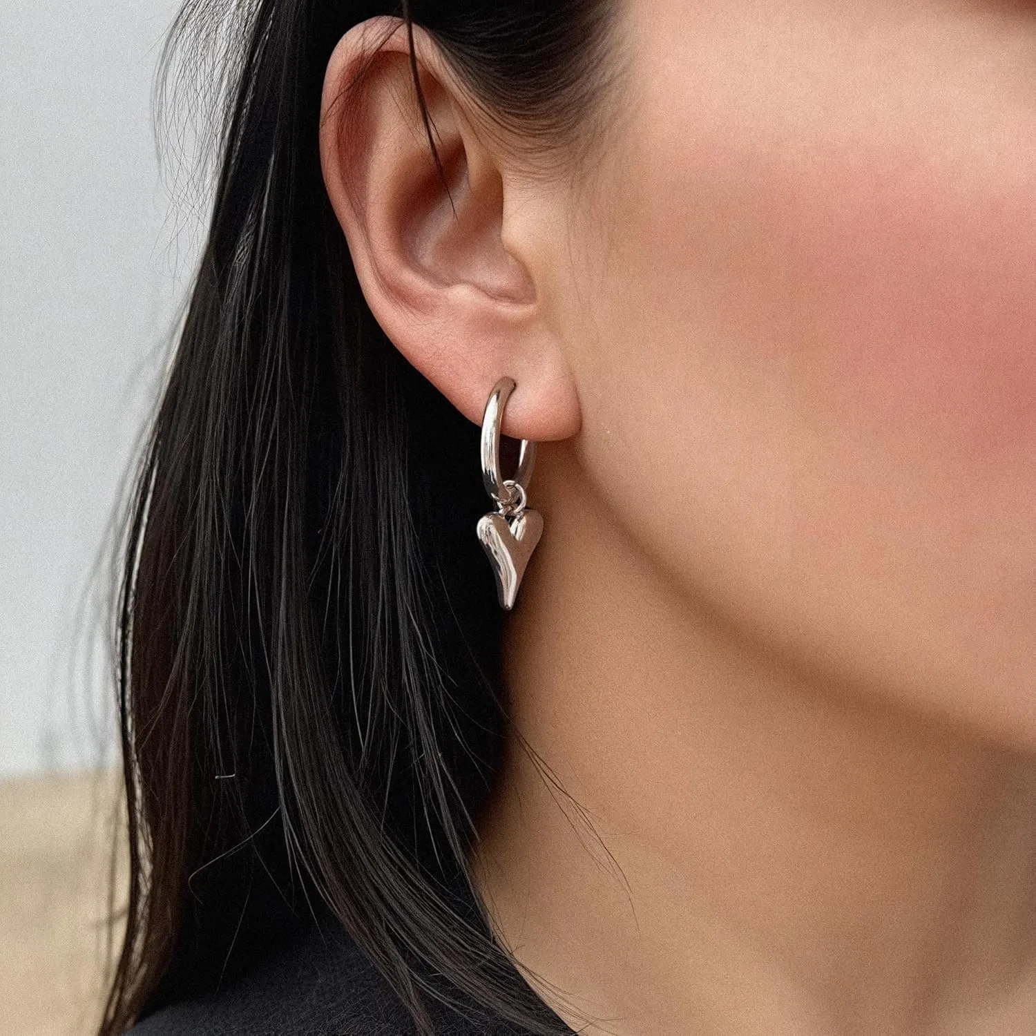 Heart Dangle Earrings 14K Gold Plated Lightweight Heart Drop Earring Dangling Hoop Earrings for Women Fashion Trendy Jewelry