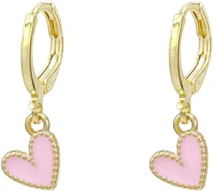 Heart Huggie Hoop Earrings for Women Mini Dangle Drop Earrings Hypoallergenic Tiny Cute Jewelry Gifts White Pink Yellow Black Coral