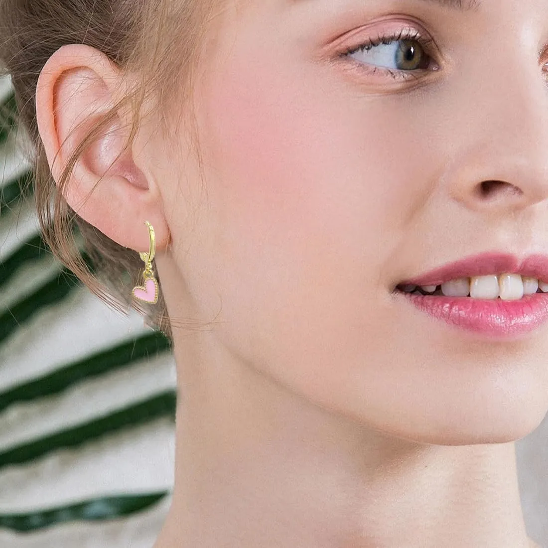 Heart Huggie Hoop Earrings for Women Mini Dangle Drop Earrings Hypoallergenic Tiny Cute Jewelry Gifts White Pink Yellow Black Coral