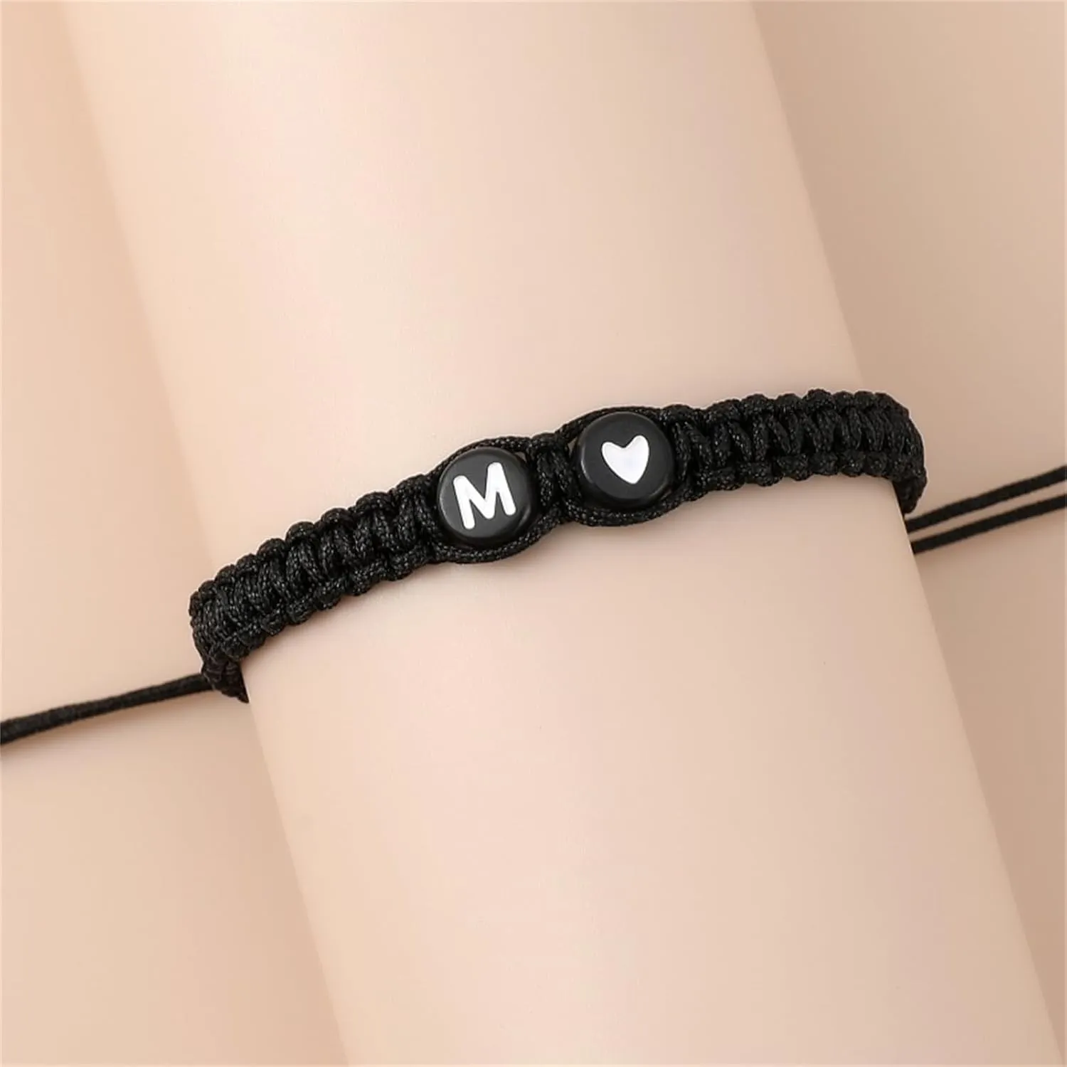 Heart Initial Bracelets for Women Men Charms Handmade Adjustable Rope Braided Letter Matching Bracelet for Couple Best Friends Letter A-Z Friendship Bracelets