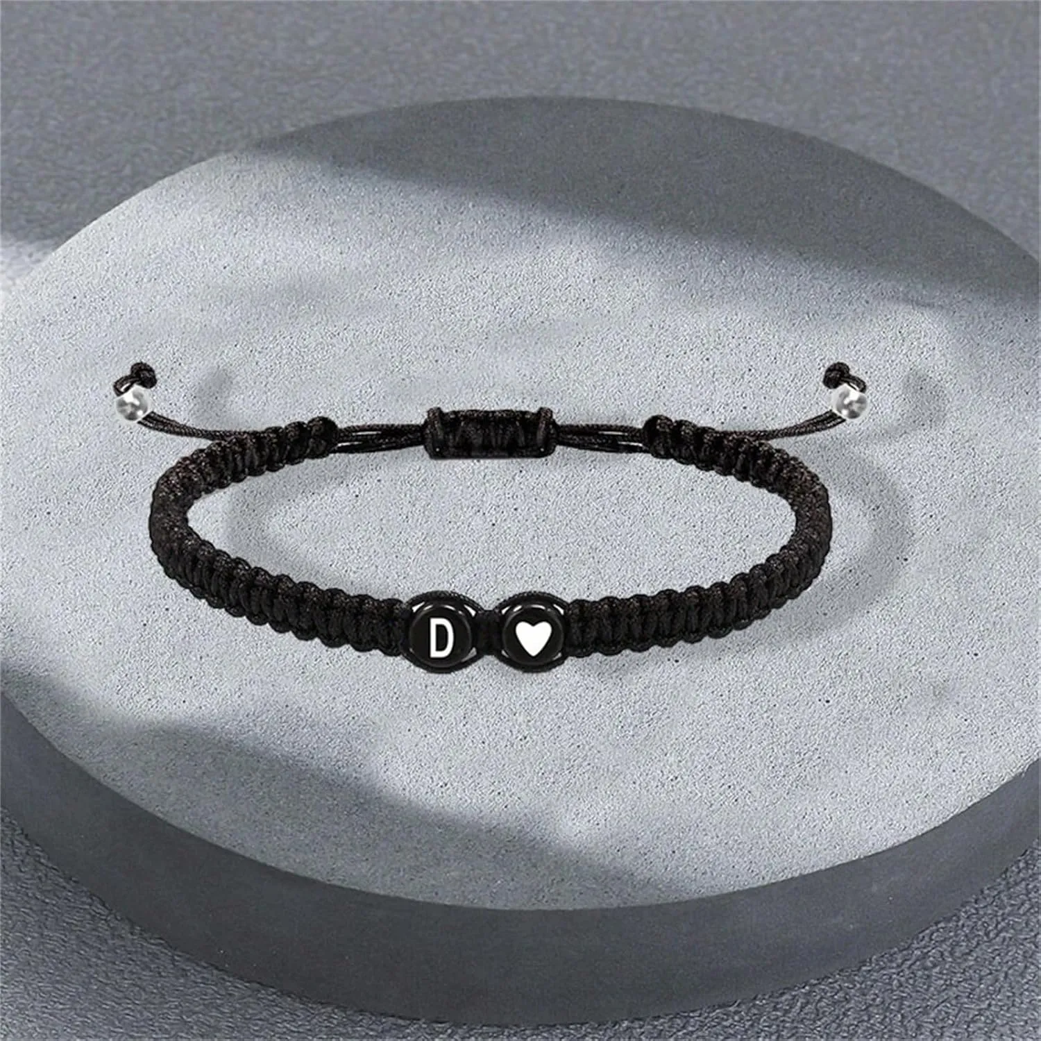 Heart Initial Bracelets for Women Men Charms Handmade Adjustable Rope Braided Letter Matching Bracelet for Couple Best Friends Letter A-Z Friendship Bracelets