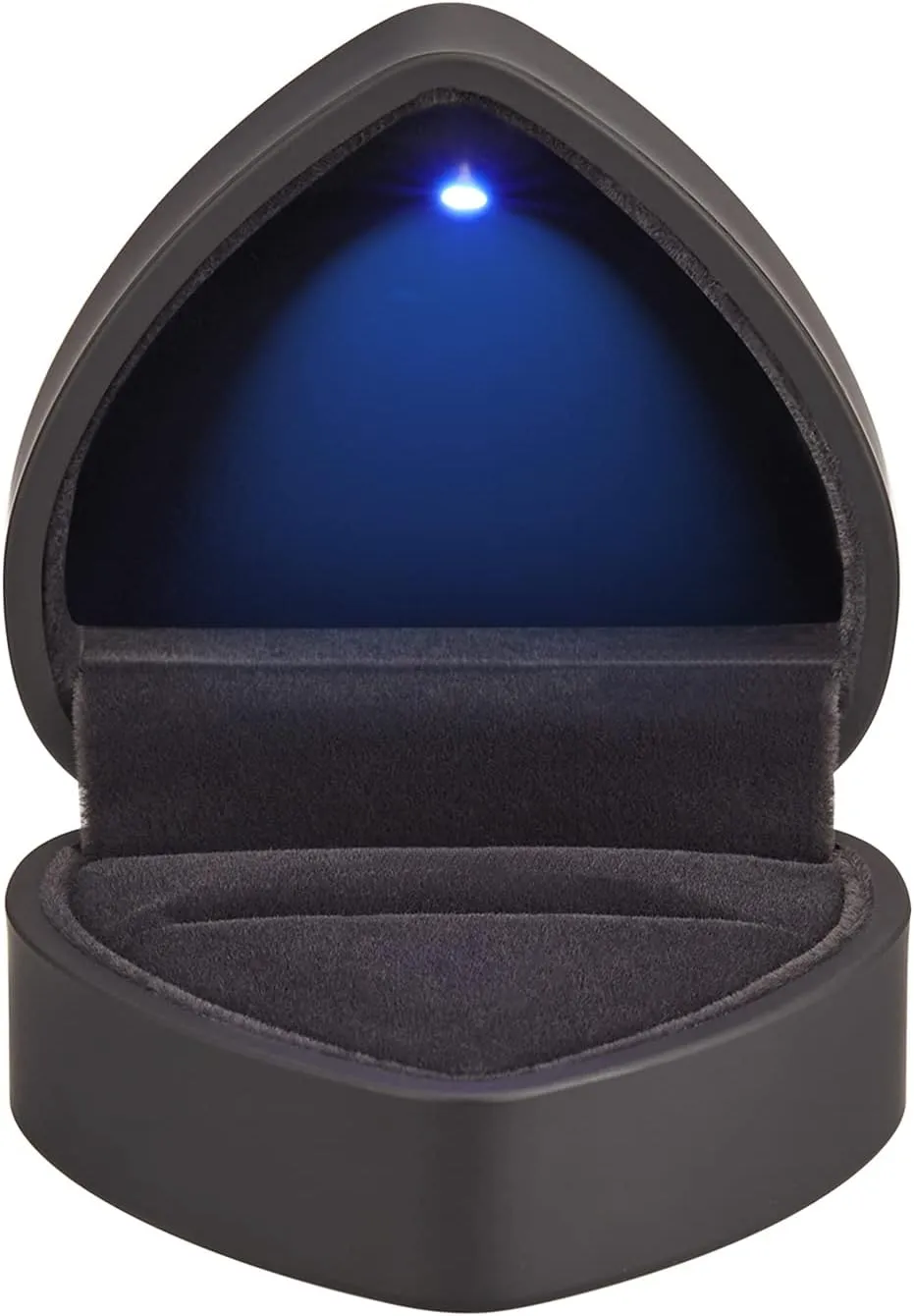 Heart Shaped Ring Gift Box with LED Light, Velvet Earrings Jewelry Case with Light, Jewellry Display Box for Wedding, Engagement, Proposal, Birthday and Anniversary (Black)