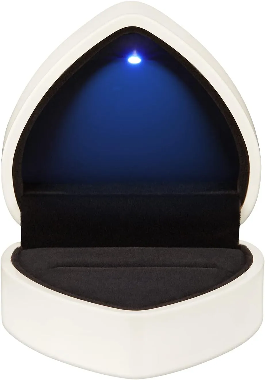 Heart Shaped Ring Gift Box with LED Light, Velvet Earrings Jewelry Case with Light, Jewellry Display Box for Wedding, Engagement, Proposal, Birthday and Anniversary (White)