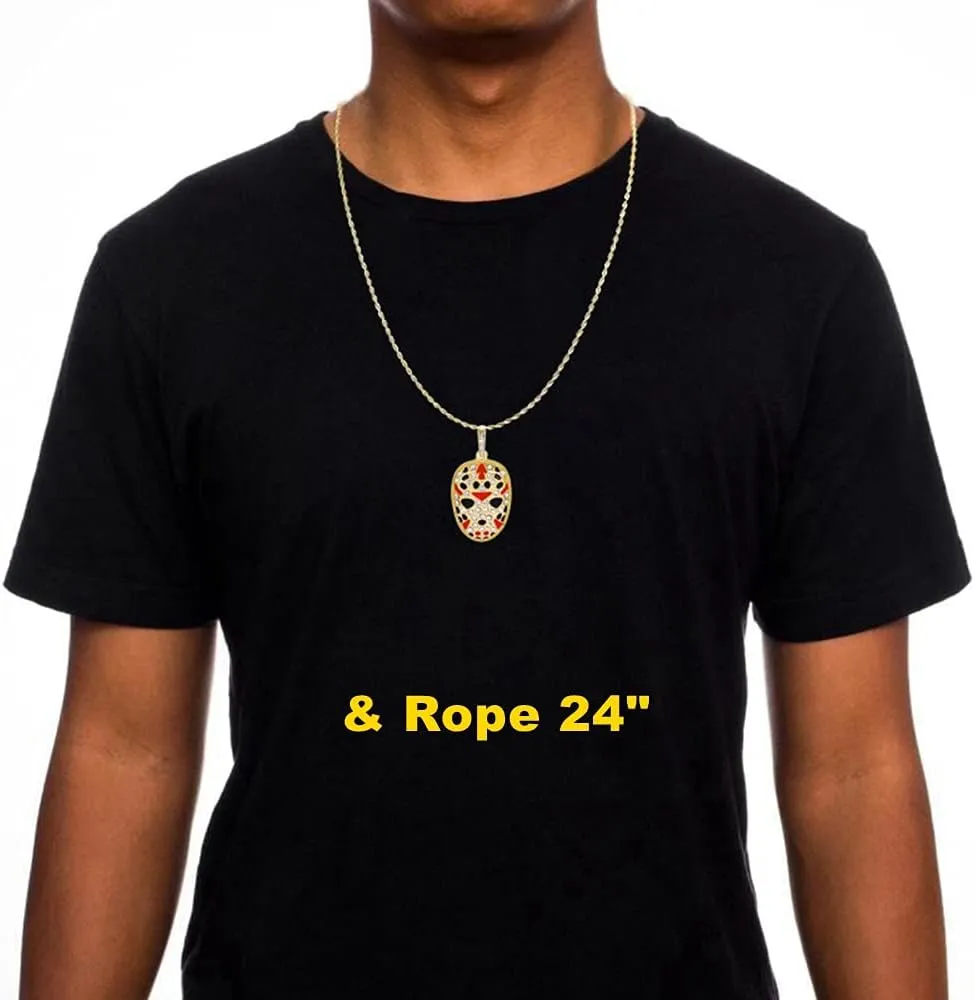 HH BLING EMPIRE 14k Gold Silver Plated Hip Ho Rapper Pendant Chain Necklace for Men, Iced Out Diamond King Pendant with Rope Tennis Chains 22 Inch